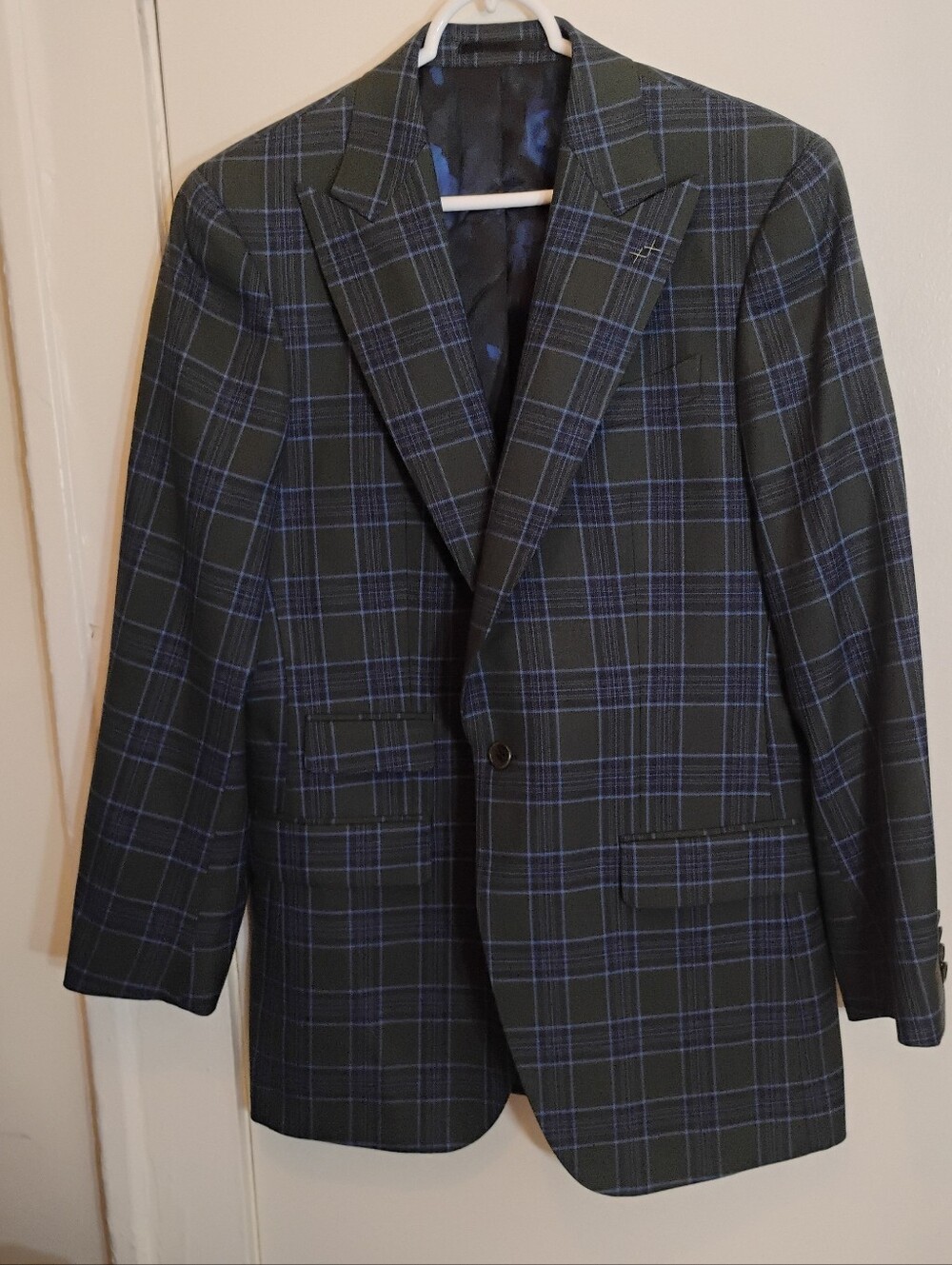 Recent Holland & Sherry Check  Custom Luxury Wool‎ Blazer Jacket 40R  One Btn
